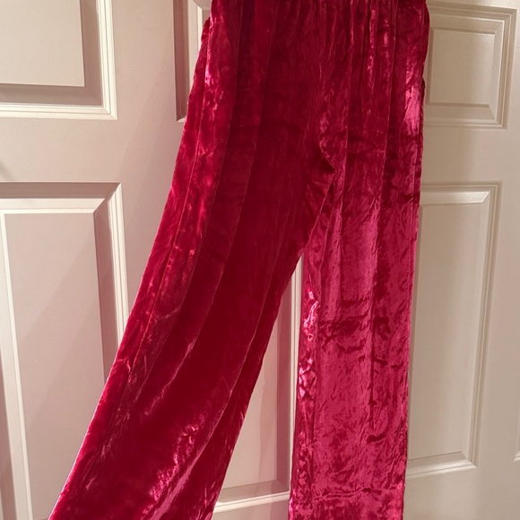 Maeve Anastacia Velvet Wide-Leg Pants Hot Pink Size S Anthropologie - Picture 3 of 11